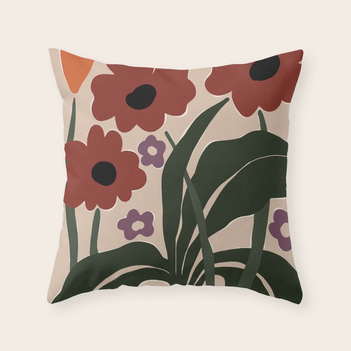 big tropical red flower plant  Throw Pillow Gallery Image 6