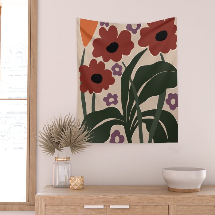 big tropical red flower plant  Wall Tapestry Gallery Image 2