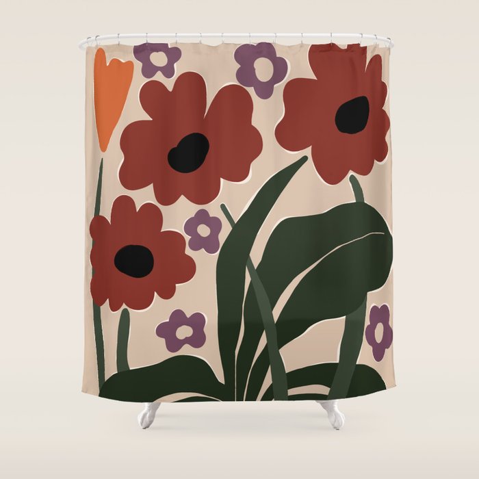 big tropical red flower plant  Shower Curtain Gallery Image 1