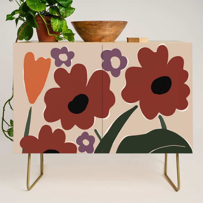 big tropical red flower plant  Credenza Gallery Image 1