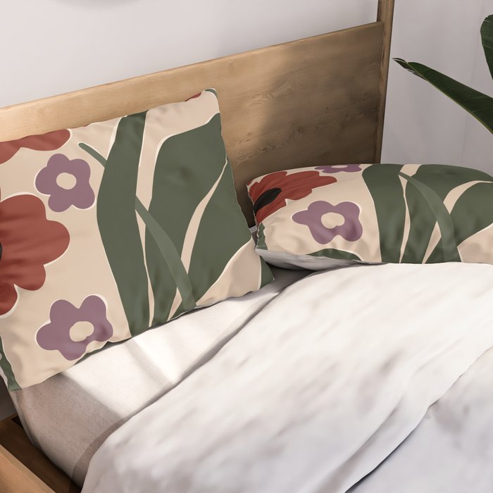big tropical red flower plant  Pillow Sham Gallery Image 2