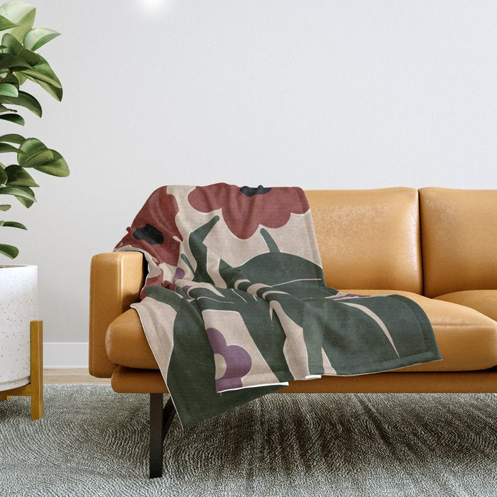 big tropical red flower plant  Throw Blanket Gallery Image 1