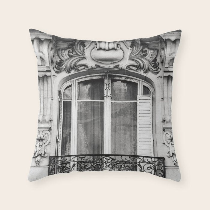 Paris Chic - Black and White Photography Throw Pillow Gallery Image 6