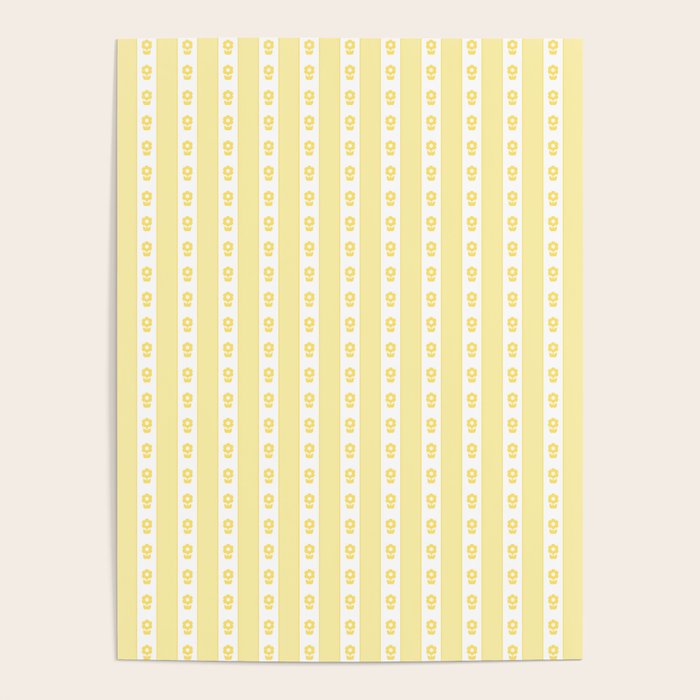 Cottage Stripes and Flowers in Yellow and White Poster Gallery Image 4