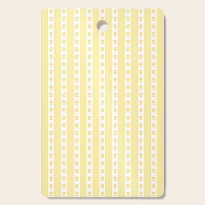 Cottage Stripes and Flowers in Yellow and White Cutting Board Gallery Image 1