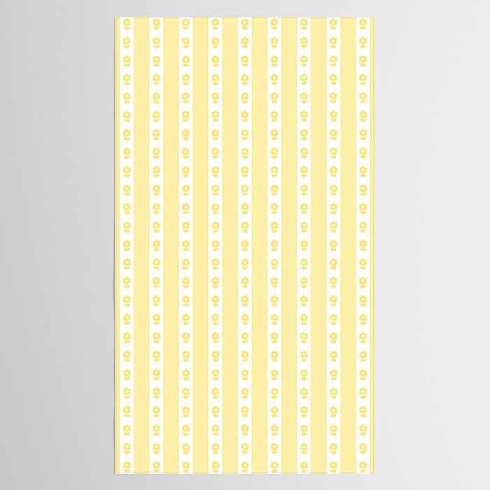 Cottage Stripes and Flowers in Yellow and White Tablecloth Gallery Image 2