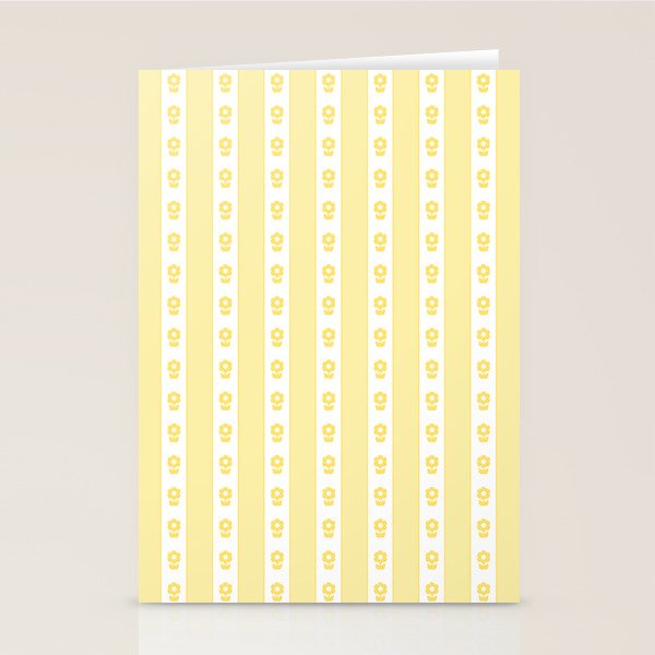 Cottage Stripes and Flowers in Yellow and White Stationery Card Gallery Image 1