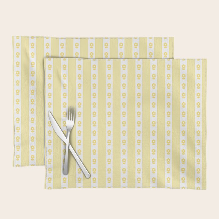 Cottage Stripes and Flowers in Yellow and White Placemat Gallery Image 1