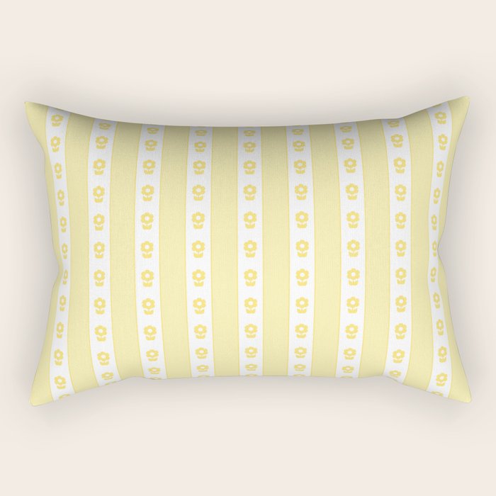 Cottage Stripes and Flowers in Yellow and White Rectangular Pillow Gallery Image 2