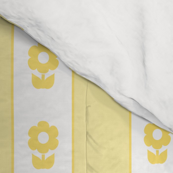 Cottage Stripes and Flowers in Yellow and White Comforter Gallery Image 4