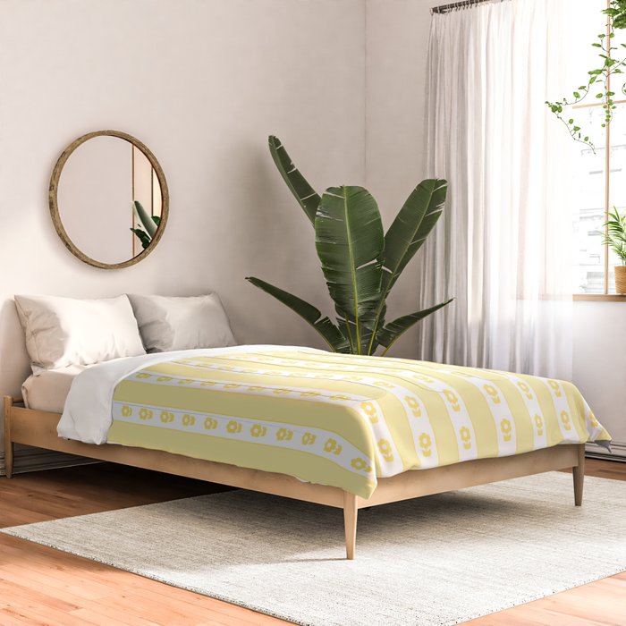 Cottage Stripes and Flowers in Yellow and White Comforter Gallery Image 2