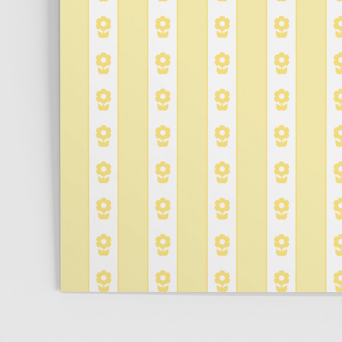 Cottage Stripes and Flowers in Yellow and White Poster Gallery Image 3