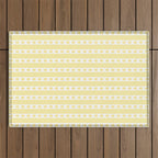 Cottage Stripes and Flowers in Yellow and White Outdoor Rug Gallery Image 1