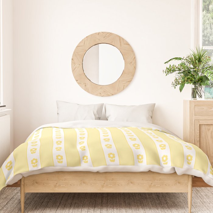 Cottage Stripes and Flowers in Yellow and White Duvet Cover Gallery Image 3