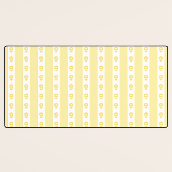 Cottage Stripes and Flowers in Yellow and White Desk Mat Gallery Image 3