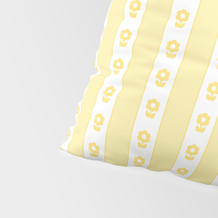 Cottage Stripes and Flowers in Yellow and White Pillow Sham Gallery Image 4