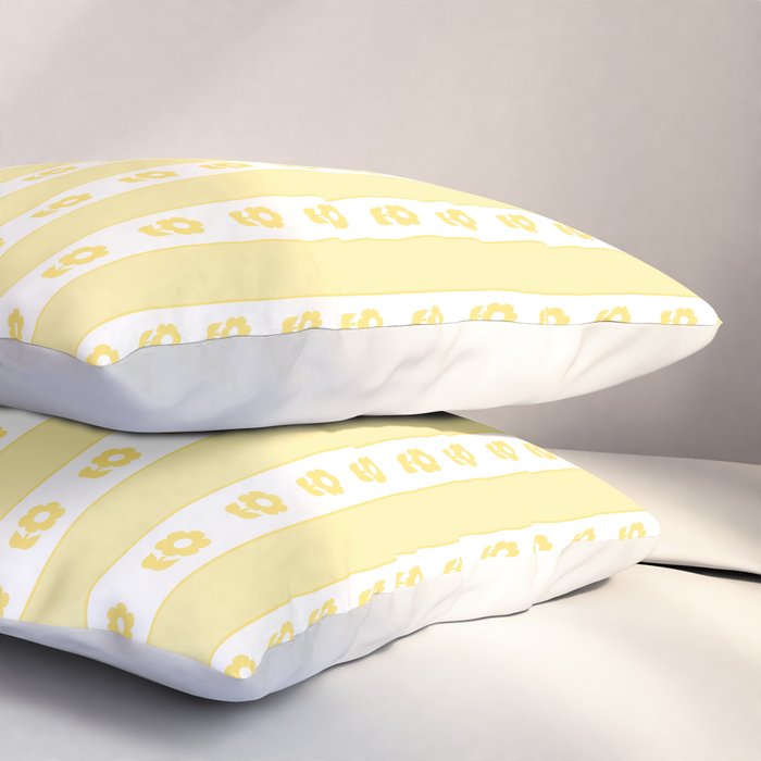 Cottage Stripes and Flowers in Yellow and White Pillow Sham Gallery Image 3