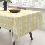 Cottage Stripes and Flowers in Yellow and White Tablecloth Gallery Image 3