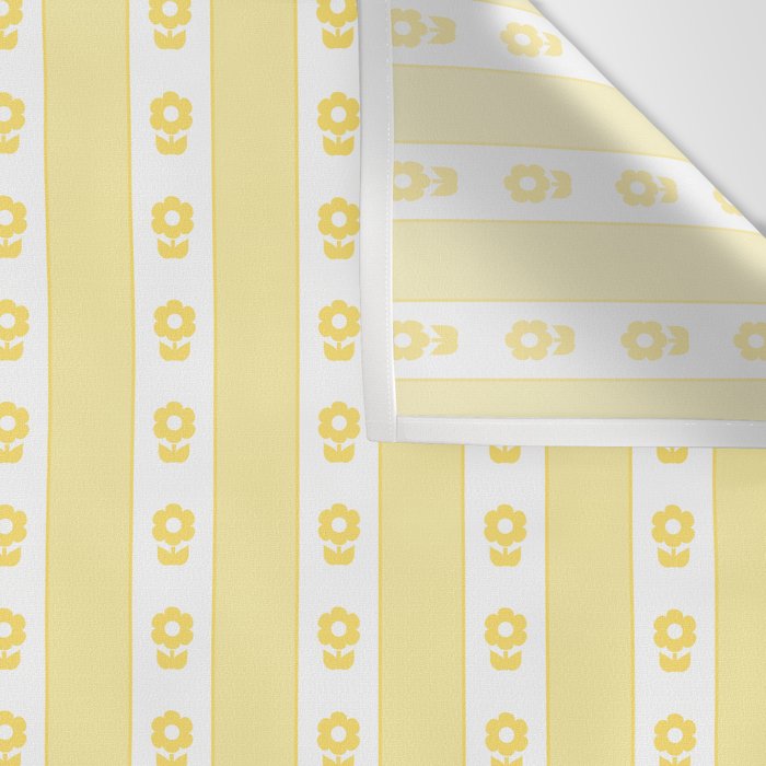 Cottage Stripes and Flowers in Yellow and White Wall Tapestry Gallery Image 3