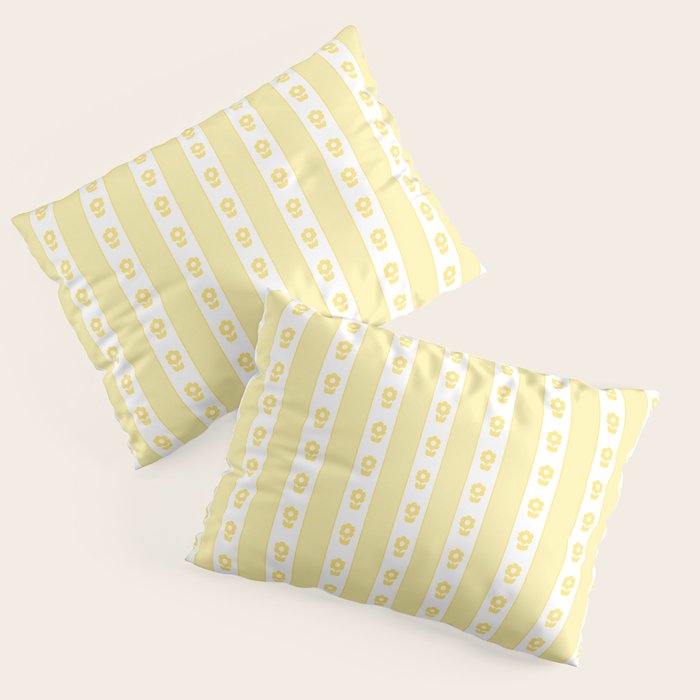 Cottage Stripes and Flowers in Yellow and White Pillow Sham Gallery Image 3