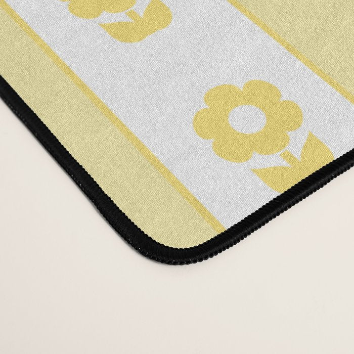 Cottage Stripes and Flowers in Yellow and White Desk Mat Gallery Image 4
