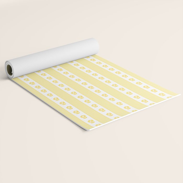 Cottage Stripes and Flowers in Yellow and White Yoga Mat Gallery Image 2