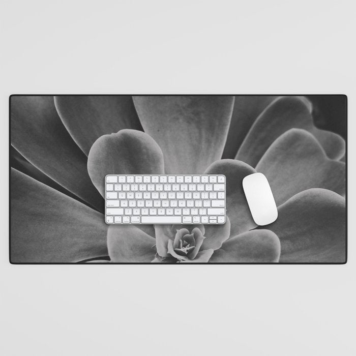 Symmetry - succulent black and white botanical Desk Mat Gallery Image 1