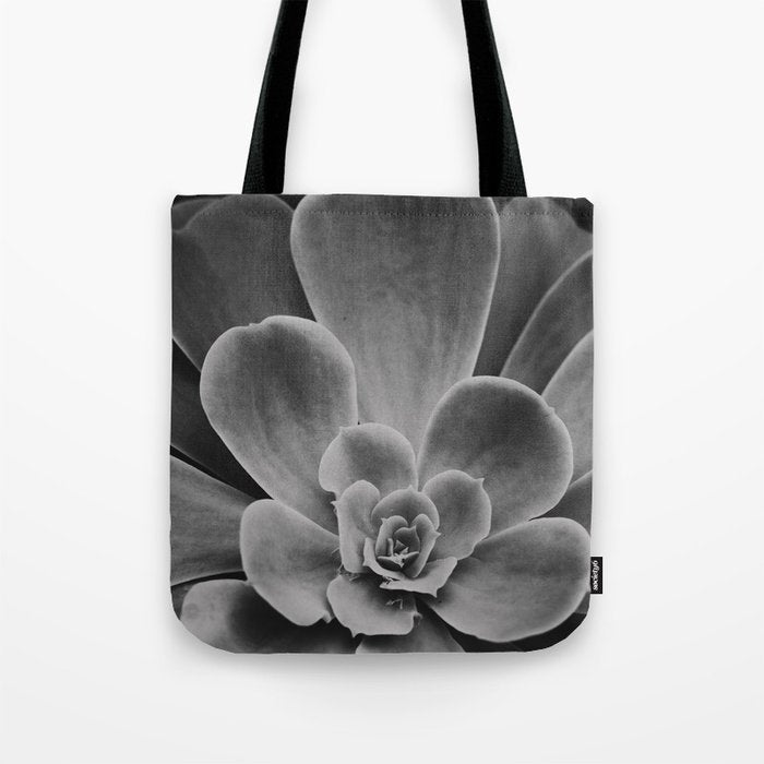Symmetry - succulent black and white botanical Tote Bag Gallery Image 1