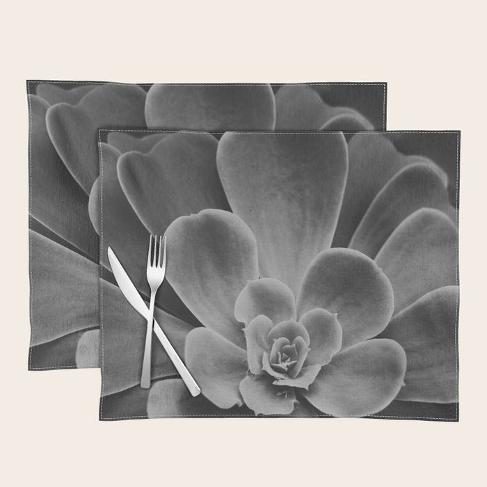 Symmetry - succulent black and white botanical Placemat Gallery Image 1