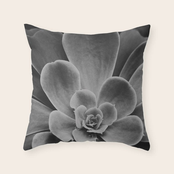 Symmetry - succulent black and white botanical Throw Pillow Gallery Image 6