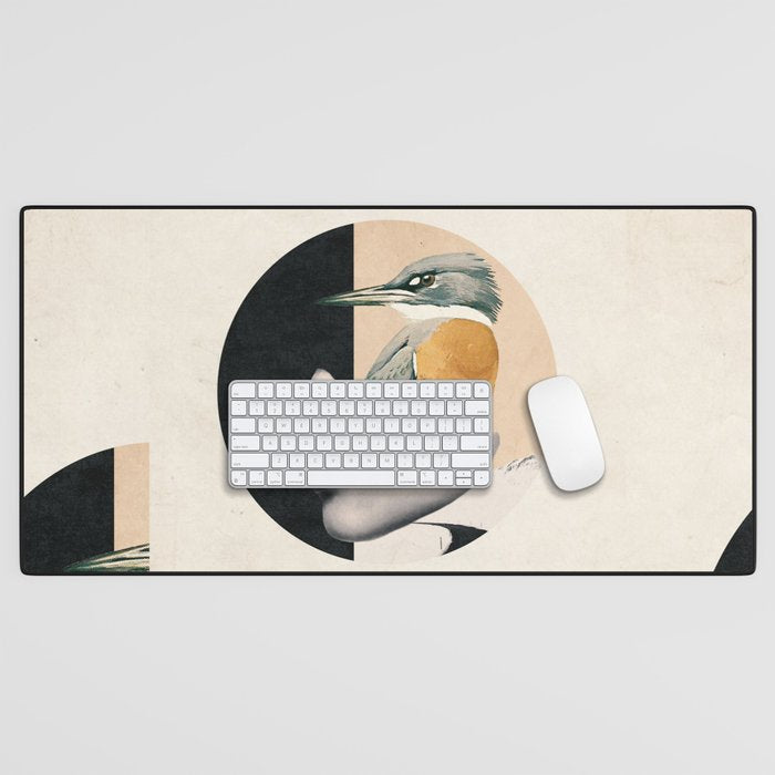 collage art / bird Desk Mat Gallery Image 1