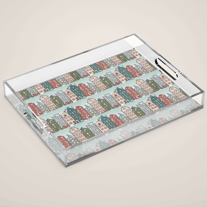 Snow Capped Row Houses Acrylic Tray Gallery Image 1