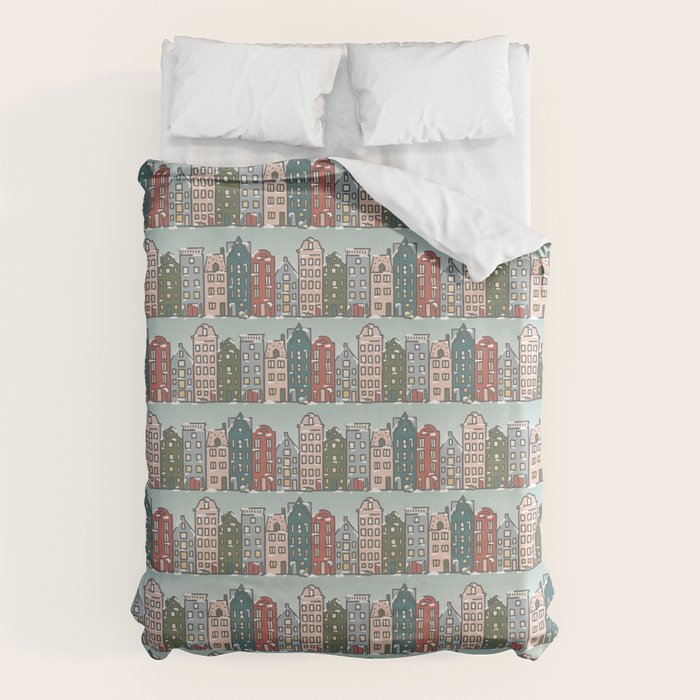 Snow Capped Row Houses Duvet Cover Gallery Image 6