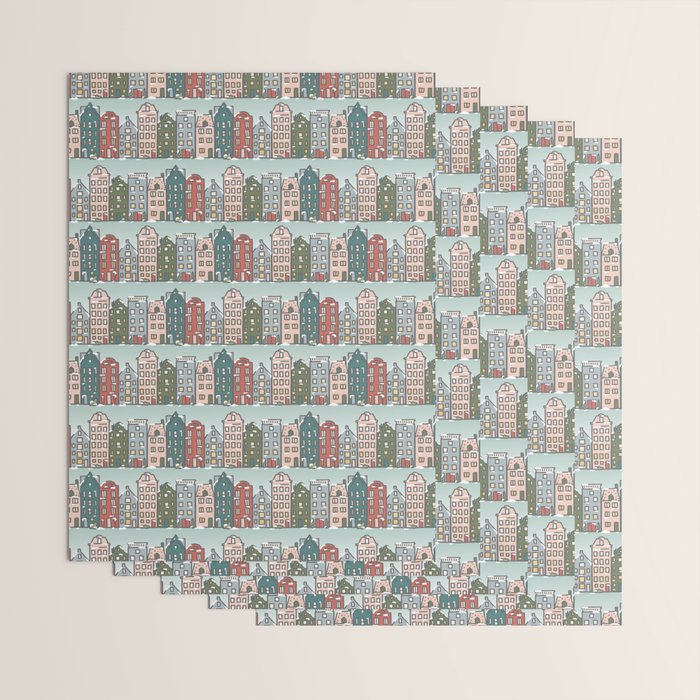 Snow Capped Row Houses Wrapping Paper Gallery Image 3