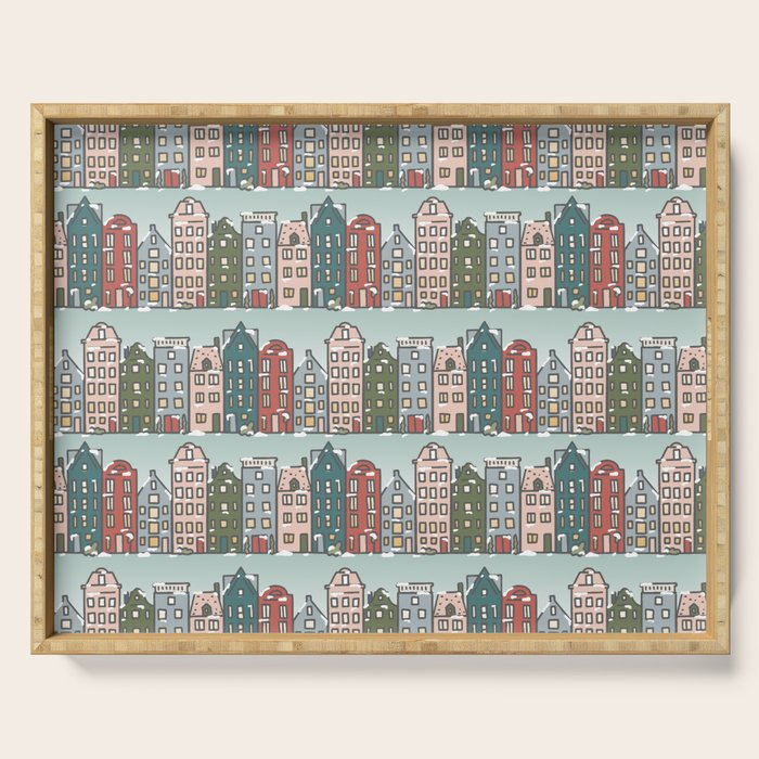 Snow Capped Row Houses Serving Tray Gallery Image 1