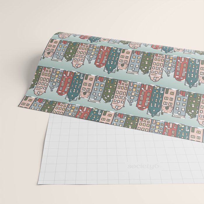 Snow Capped Row Houses Wrapping Paper Gallery Image 2