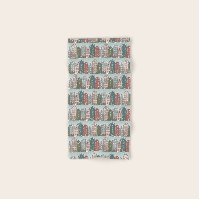 Snow Capped Row Houses Bath Towel Gallery Image 1