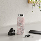 Dusty pink and cream watercolor detailed world map Madelia Water Bottle Gallery Image 4