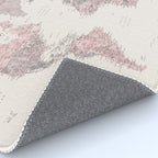 Dusty pink and cream watercolor detailed world map Madelia Rug Gallery Image 4