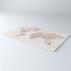 Dusty pink and cream watercolor detailed world map Madelia Rug Gallery Image 3