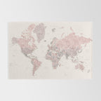 Dusty pink and cream watercolor detailed world map Madelia Rug Gallery Image 2