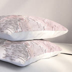 Dusty pink and cream watercolor detailed world map Madelia Pillow Sham Gallery Image 3