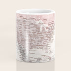 Dusty pink and cream watercolor detailed world map Madelia Coffee Mug Gallery Image 4