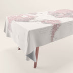 Dusty pink and cream watercolor detailed world map Madelia Tablecloth Gallery Image 1