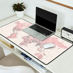 Dusty pink and cream watercolor detailed world map Madelia Desk Mat Gallery Image 2