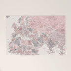 Dusty pink and cream watercolor detailed world map Madelia Welcome Mat Gallery Image 1