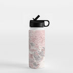 Dusty pink and cream watercolor detailed world map Madelia Water Bottle Gallery Image 1