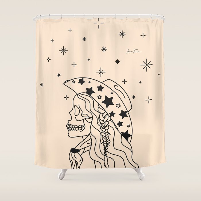 Love or Die Tryinâ - Rhinestone Cowgirl Black & Cream Shower Curtain Gallery Image 1