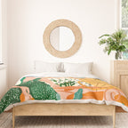 The Italian View, Woman Tiger Travel, Europe Architecture Illustration, Animals Bohemian Duvet Cover Gallery Image 3