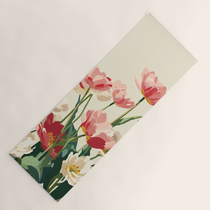 Coral Tulips in Bloom Yoga Mat Gallery Image 1